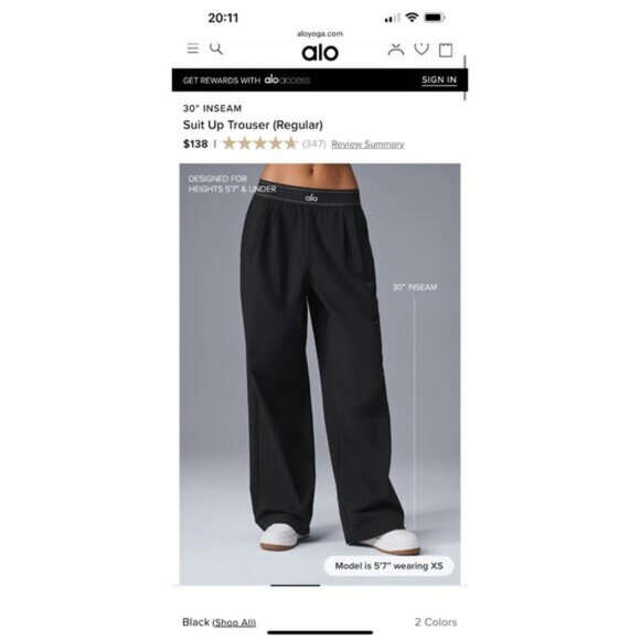 ALO Yoga Suit Up Trouser – Black (Women’s) 🖤👖✨ - Picture 3 of 3
